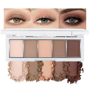 5 Colors Matte Eyeshadow Makeup Palette,Nude Pink Light Dark Brown Taupe Highly Pigmented Natural Neutral Eye Shadow Palet...