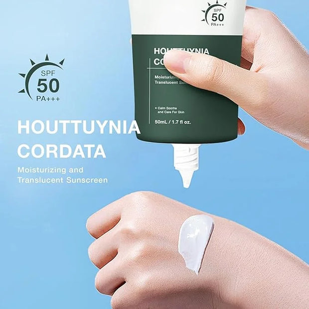 2pcs Heartleaf Silky Moisture Sunscreen, Moisture Daily Sunscreen, Silky Moisturizing Sunscreen, Hydrating Moisturizing Es...