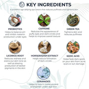 Probiotic Caffeine Eye Cream for Dark Circles, Puffiness, and Fine Lines | Anti-Aging with Green Tea, Licorice Root, Pomeg...