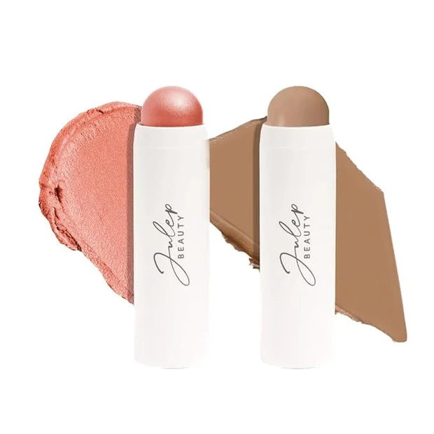 Skip The Brush Contour Duo - Cream to Powder Multi-Purpose Makeup Sticks - Pigmented, Buildable Color- Rose Gold + Cool Ta...