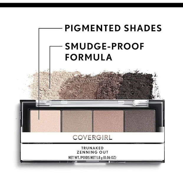 COVERGIRL TruNaked Quad Eyeshadow Palette, Zenning Out, 6 Shades, 0.06 Fl Ounces, Shimmer Fade-Proof Formula, Pigmented Sh...