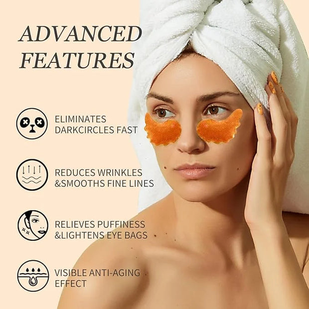 MOND'SUB Under Eye Mask - 6 Pairs Orange Crystal Eye Mask for Sleeping- Puffy Eyes & Dark Circles Treatments with Hyaluron...