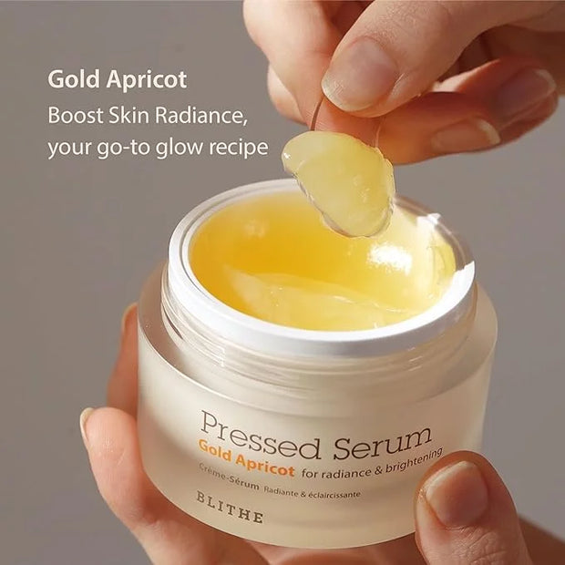 BLITHE Pressed Serum Gold Apricot Glass Skin Korean Skincare Moisturizer/Serum - Niacinamide Serum for Natural Glow & Radi...