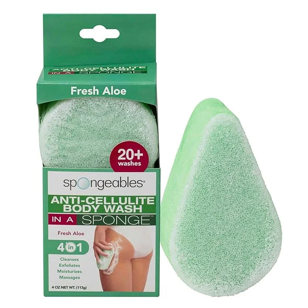 Spongeables Anti Cellulite Body Wash in a 20+ Wash Sponge, Fresh Aloe, 1 Count - Product Image