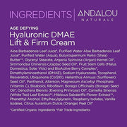 Andalou Naturals Hyaluronic Dmae Lift Firm Skin Cream, Face Moisturizer with Anti Aging Antioxidants, Hydrating, Helps Red...