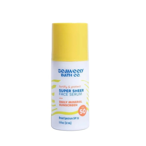 Seaweed Bath Co. Fortify & Protect Super Sheer Face Serum SPF 50 Broad Spectrum Zinc Oxide Facial Sunscreen, 1.1 Ounce, No...