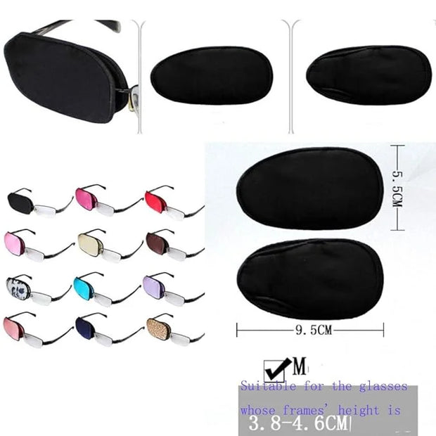 Adult/Kids Silk Glasses Eye Mask Amblyopia Strabismus Lazy Eye Patches Treat Lazy Eye and Strabismus(Black) - Product Image