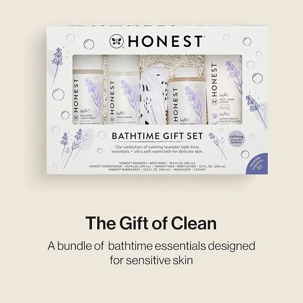 The Honest Company Calming Lavender Bathtime Gift Set | Hypoallergenic Bath Essentials for Sensitive Skin | Shampoo + Body...