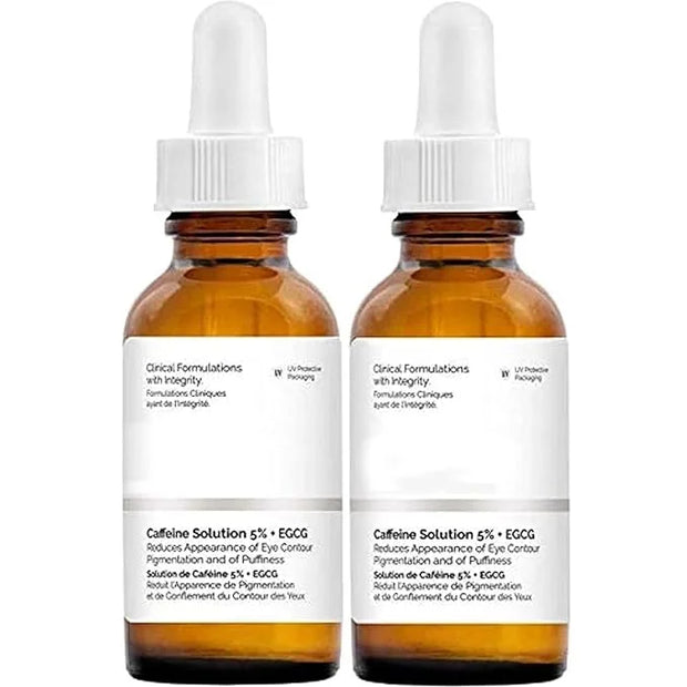 Two Pack Caffeine Solution 5% + EGCG, Depuffing Eye Serum for Dark Circles and Tired Eyes with Honey Hand Cream Bundle - P...