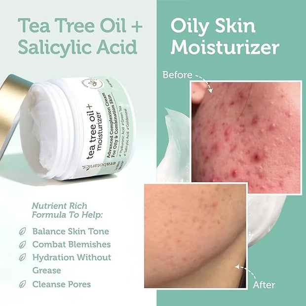Era Organics Tea Tree Cream Face Moisturizer for Oily Skin - Advanced 7X Balancing Oily Skin Moisturizer - Non-Greasy Mois...