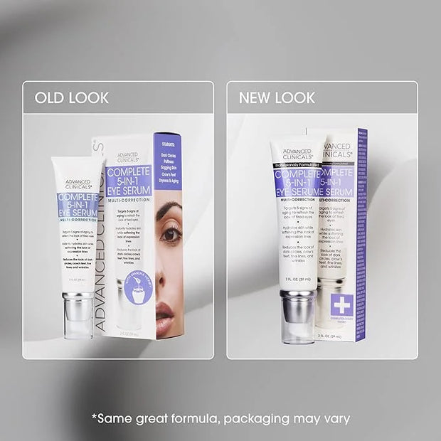 Advanced Clinicals 5-in-1 Eye Serum | Multi-Benefit Visible Anti Aging Under Eye Serum Face Moisturizer Reduces Appearance...