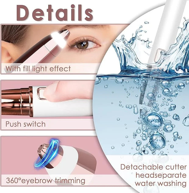 gurelax Eyebrow Trimmer for Women,Electric Eyebrow Hair Remover, Painless Brow Razor Shaper with LED Light, USB Rechargeab...