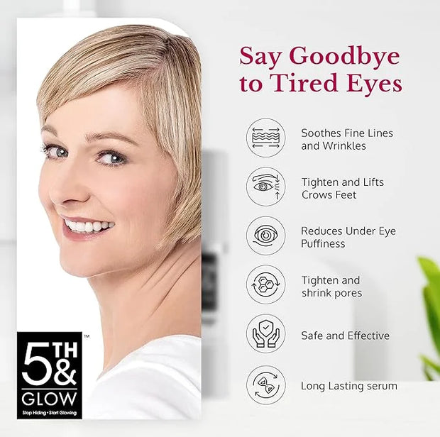 5th & Glow Cyabags - Eye Serum - Instant Eye Bag Remover and Eye Puffiness Reducer with Hyaluronic Acid and Vitamin C for ...