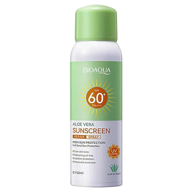 BIOAQUA Aloe Vera Sunscreen Spray SPF60+ PA+++ UVA/UVB Repair Refreshing Moisturizing Waterproof Sweat Resistant 150ml / 5...
