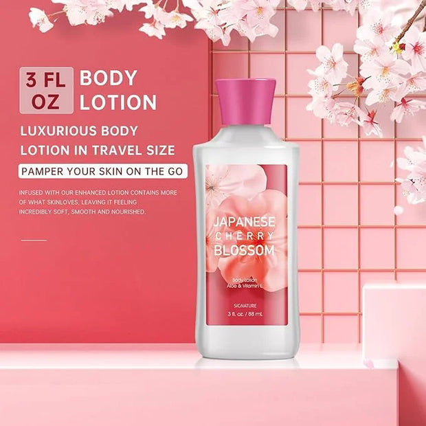 Bath Gift for Women and Girls, Japanese Cherry Blossom Spa Set With Natural Extracts, 3PCS Set - Shower Gel, Lotion, Mist,...