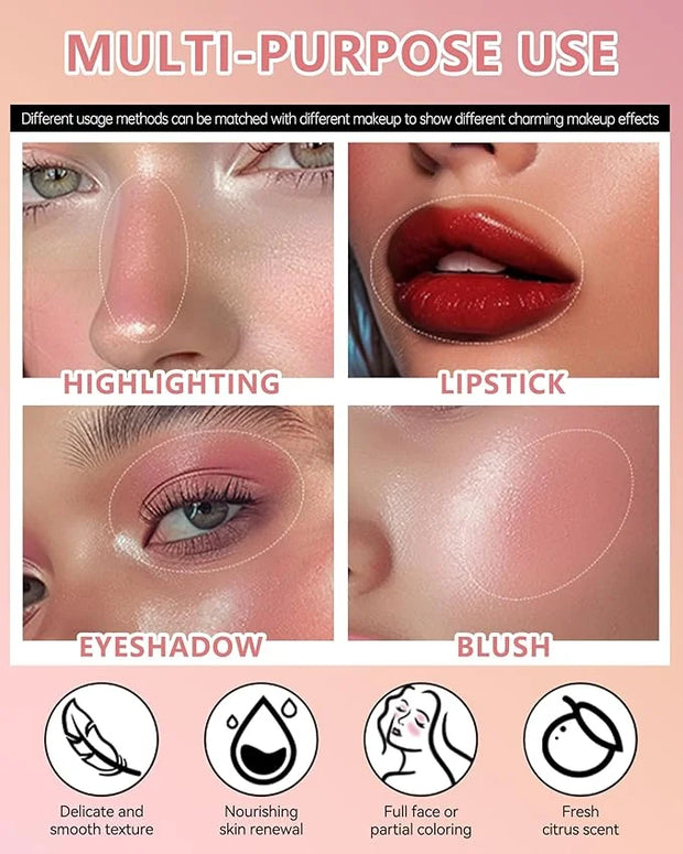 Multi Glow Balm,Miracle Glow Balm Tinted Face Creamy Blush for Women Cheek Lip Eye,Hydrating Lightweight & Blendable Color...