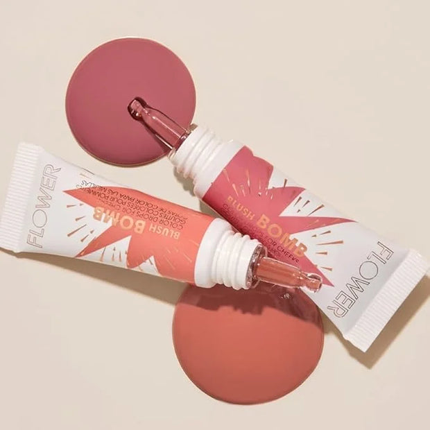 FLOWER Beauty Liquid Blush Makeup Bomb Color Drops -Silky Lightweight Formula + Gel Cream Blush for Cheeks - Radiant + Glo...