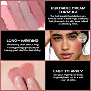 FOCALLURE Cream Blush Makeup,Buildable Blush Stick for Cheeks,Matte and Dewy Finish,Long Wearing,Easy Application,Lightwei...