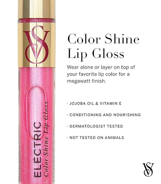 Victoria's Secret Color Shine Lip Gloss in Electric, Jojoba Oil & Vitamin E, - Product Image