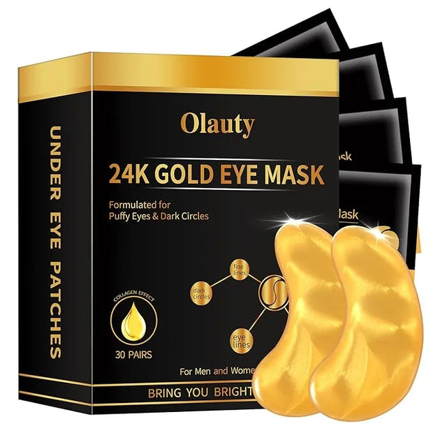30 Pairs 24K Gold Eye Masks, Crystal Collagen Gel Eye Patches for Puffy Eyes, Reducing Fine Lines, Eye Bags, Moisturizing ...
