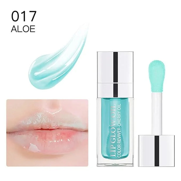 Hydrating Lip Glow Oil, Lip Oil Gloss Transparent Toot Tinted Nourishing Long Lasting Repairing Lightening Lip Lines (ALOE...
