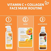 By Nature Hydrating Face Masks with Vitamin C + Collagen, Made From Bamboo Fiber from New Zealand (4 Pack) - Product Image