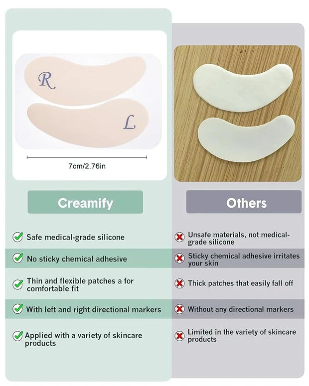 Reusable Eye Patches, Silicone Under Eye Patches with Lifting Effect to Reduce Wrinkles and Fine Lines, Pair with Metal Ey...