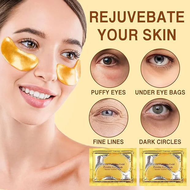 30Pcs Under Eye Collagen Patches, Moisturizing 24K Gold Eye Mask, Eye Patches for Puffy Eyes and Dark Circles, Under Eye M...