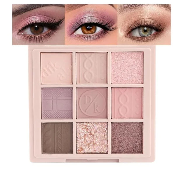 9Colors Eye Shadow Palette Makeup,Pink Rose Gold Purple Mauve Neutral Travel Eyeshadow Palette Highly Pigmented Long Lasti...