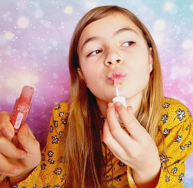 MISS NELLA Pink Secret Lip Gloss, Pink hydrating children Lip Gloss, watermelon scent, gentle on the skin. gives a sheer k...