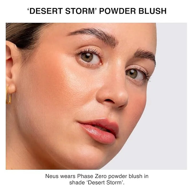 Phase Zero Makeup Powder Blusher - "Desert Storm" - 4g / 0.141 oz - Full Coverage, Natural Blush - Soft, Buildable Pink, C...