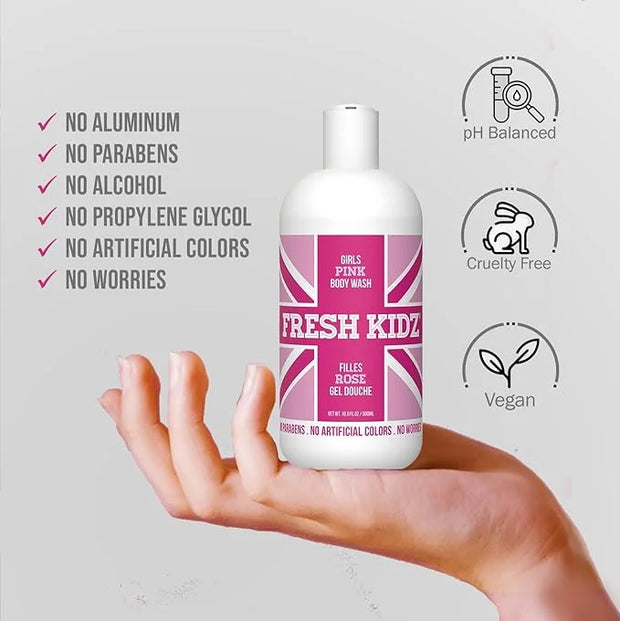 Fresh Kidz Body Wash 16.9 fl.oz. and Stick Deodorant 2.65 oz for Kids and Teens - Girls "Pink" Set - Product Image