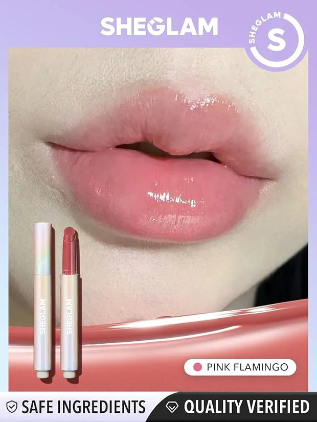 SHEGLAM PoutPerfect Moisturizing Solid Lip Gloss Non Sticky Lipstick with Coconut Oil - Pink Flamingo - Product Image
