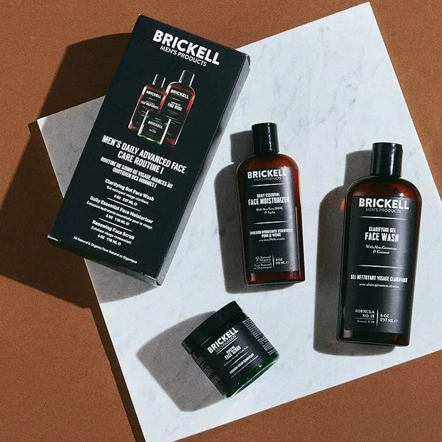 Brickell Men's Products Daily Advanced Face Care Routine I, Gel Facial Cleanser Wash, Face Scrub, Face Moisturizer Lotion,...