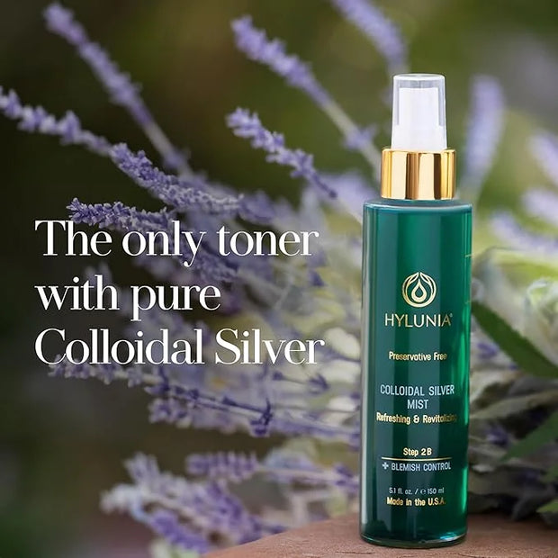 Hylunia Colloidal Silver Mist Toner 5.1 fl. oz. – Hydrating Versatile Toner for Acne-Prone Inflamed Skin | Infused with Co...