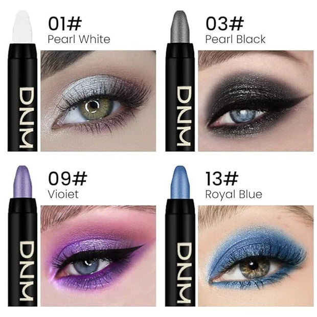 evpct 4Pcs Cream Eyeshadow Pencil Bulk Stick Set for Eyes Waterproof Pearl White Pearl Black Violet Purple Royal Blue Shim...
