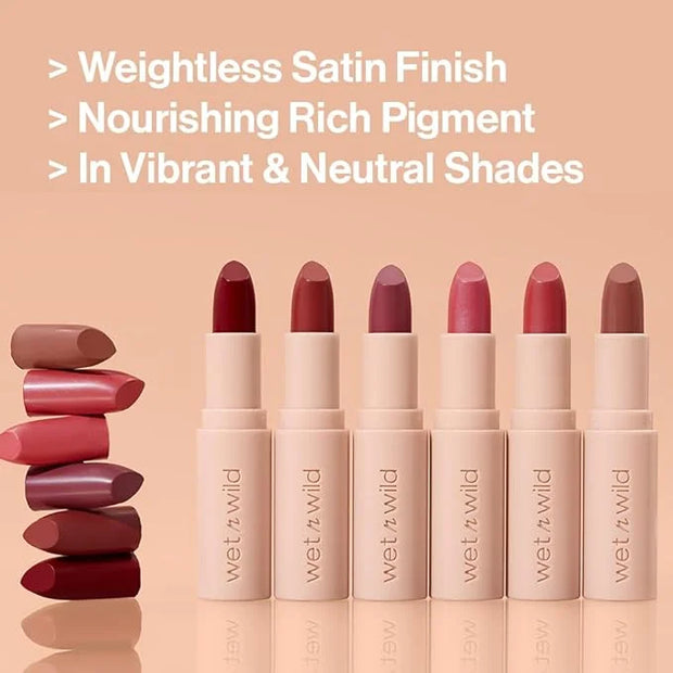 wet n wild Mega Last Rich Satin Lip Color, Rich Creamy Color with Satin Finish, Infused with Vitamin E & Moisturizing Arga...