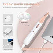 Eyebrow Trimmer, Women's Facial Hair Remover ＆ Eyebrow Trimmer with Pivoting Head - Rechargeable Double-Sided Eyebrow Razo...