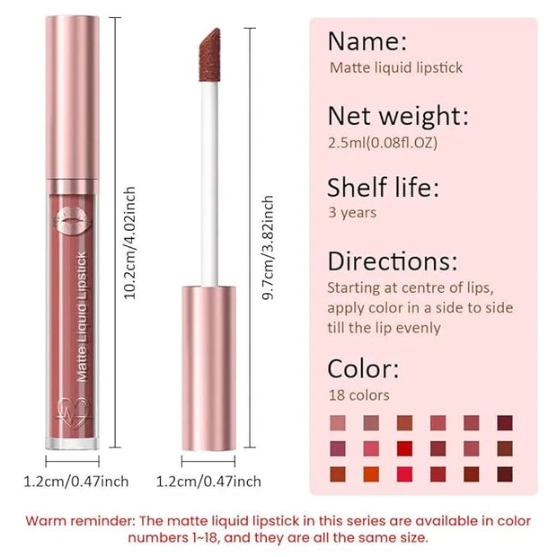 Matte Liquid Lipstick,Brown Purple Liquid Lip Stains, Long Lasting Waterproof Lip Gloss Makeup, Velvet Non-Stick Cup Lips ...