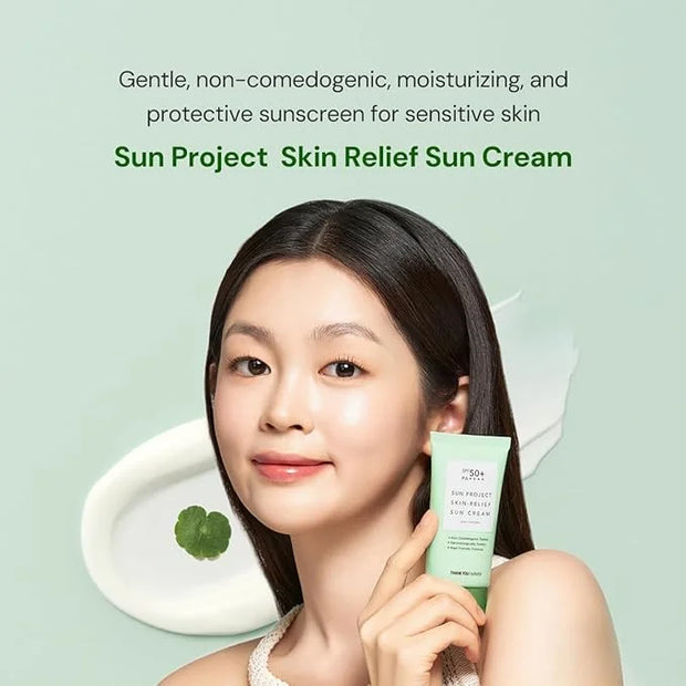 THANKYOU FARMER Sun Project Relief Sun Cream SPF50+ PA++++(50ml) - Centella Asiatica Extracts for Soothing, Reef Safe Suns...