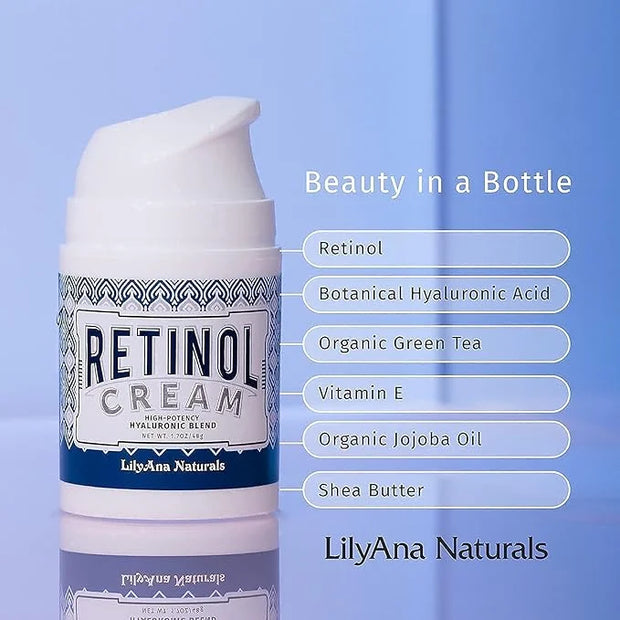 LilyAna Naturals Anti Aging Retinol Cream and Eye Cream Bundle 1.07 oz - Retinol Moisturizer for Face and Under Eye Cream ...