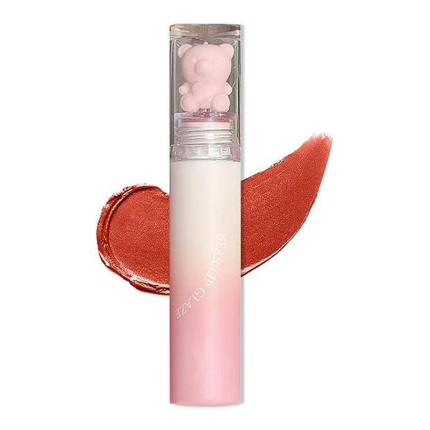KWOLYKIM Pink Bear Matte Velvet Lip Gloss, Moisture Smooth Lip Glaze Waterproof Long Lasting Lip Stain Cute Beauty Makeup ...