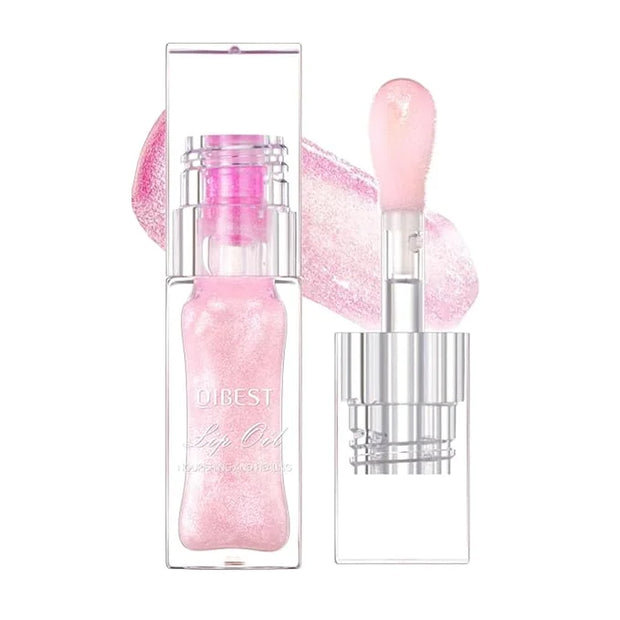 Magic Color Changing Lip Glow, Nourishing Lip Glow Oil Non-Sticky Primer With Large Applicator Brush (Pink) - Product Image