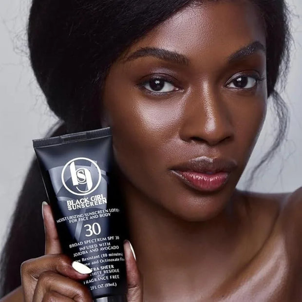 BLACK GIRL SUNSCREEN - Face & Body Moisturizing Sunscreen Lotion SPF 30, No White-Residue for Melanin Rich Skin (2 Fl. Oz....