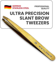 Professional Tweezers - Slant, Durable Lightweight German Stainless Steel, Ultra Precision Tweezers for Eyebrows, Facial H...