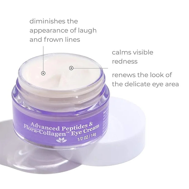 Derma E Advanced Peptides and Vegan Flora-Collagen Eye Cream – Double Action Collagen Eye Cream with Peptide Complex – Fir...