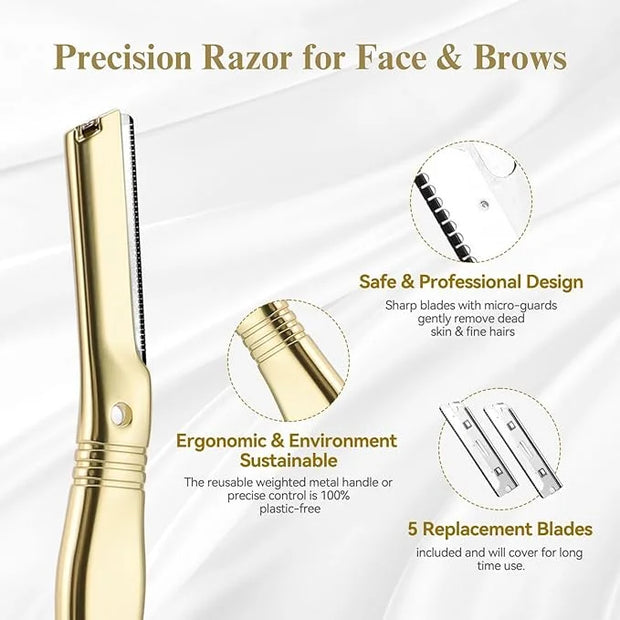 Dermaplane Razor for Women Face with 6 Refill Blades, Dermaplaning Tool Face Razors for Removes Facial Hair, Peach Fuzz, R...