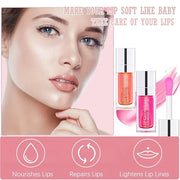 2 Colors Hydrating Plumping Lip Glow Oil,Moisturizing Lip Oil Gloss Transparent Glossy Lip Gloss Primer Lip Tint for Lip C...