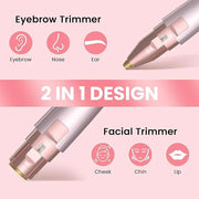 Eyebrow Facial Hair Remover - 2 in 1 Rechargeable Eyebrow Trimmer and Facial Hair Removal for Women, Painless Electric Hai...