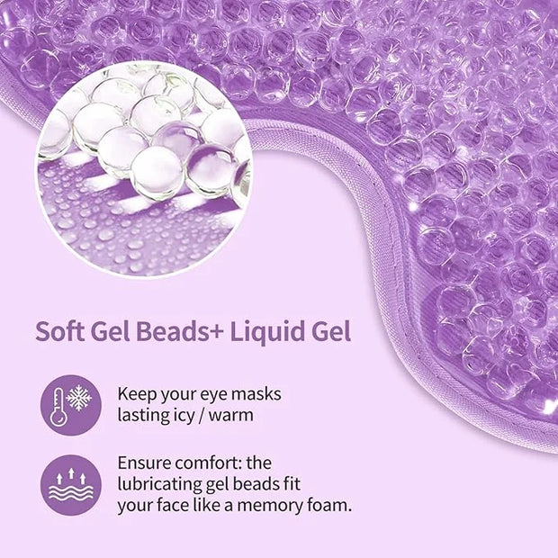 2PCS Gel Eye Mask - Reusable Hot/Cold Therapy for Puffiness, Dark Circles, Migraines & Stress Relief (Purple) - Product Image